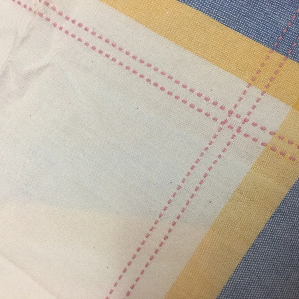 Set of 7 Plaid Cotton Napkins Yellow Blue Pink Check Farmhouse Cottage Core